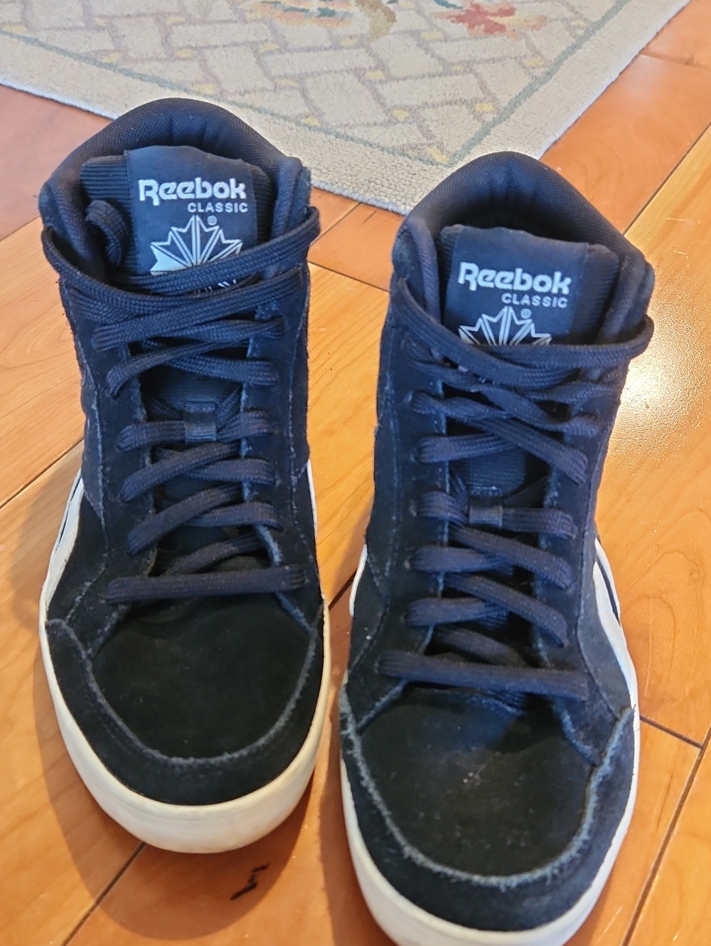 Reebok Black Classic High-Top Sneakers with White Soles